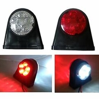 Комплект от 2 броя -12-V24V LED ЛЕД Гумени Диодени Странични Маркери Рогчета Светлини За Камион Ремарке Платформа Червено-Бяло