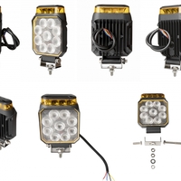 Диоден Лед LED халоген фар 14W бяла светлина + аварийна сигнална блиц оранжева светлина 12V - 24V