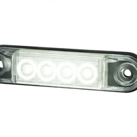 LED Светодиоден Габарит, Маркер, Токос, Бял, Овален, Е-Mark, 4 LED, 12V-24V, 8 см