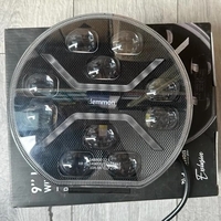 Диоден Халоген Фар с Бял Оранжев Габарит LED + DRL 70W Ø 220 мм 9 12V 24V Е-Mark Е9 за джип камион трактор багер земеделски машини и др.