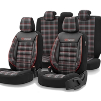 Комплект Луксозна Тапицерия OTOM текстил с еко кожа GTI SPORTS Design – Черна с червен шев, за Предни и Задни Седалки