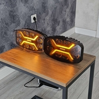 LED ЛЕД диоден фар халоген лампа 12V - 24V 48W бяло-жълто с черно стъкло за АТВ джип камион трактор земеделски и селскостопански машини и др. 245 x 139.4 x 90 mm E-mark E9