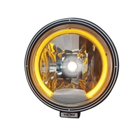 23см Кръгъл халогенен фар светлини за мъгла с насочена светлина + LED Angel Eye ЛЕД Функция Ангелски Очи 12/24V Жълта светлина Жълт