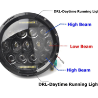 Универсален 7 инча 18см ЛЕД LED фар лампа халоген 12V-24V къси/дълги с DRL дневни светлини бяло 4000lm за АТВ джип мотоциклет камион трактор и др.