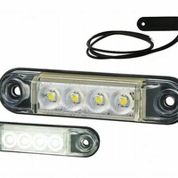 LED Светодиоден Габарит, Маркер, Токос, Бял, Овален, Е-Mark, 4 LED, 12V-24V, 8 см
