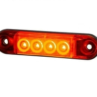 LED Светодиоден Габарит, Маркер, Токос, Червен, Овален, Е-Mark, 4 LED, 12V-24V, 8 см