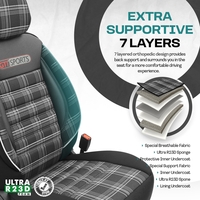 Комплект Луксозна Тапицерия OTOM текстил с еко кожа GTI SPORTS Design – Черна с бял шев, за Предни и Задни Седалки
