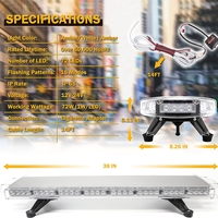 96.5 см 72 LED ЛЕД 72W мощна аварийна диодна сигнална лампа блиц 12-24V 15 режима на работа жълта оранжева светлина E-Mark Е9 за пътна помощ платформа снегорин багер и др.