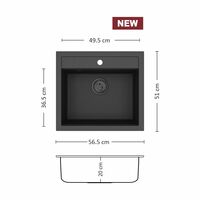 Гранитна Мивка IMPULSE 565 SI 56/ 50 см