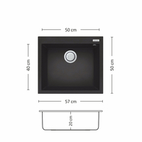 Гранитна Мивка BLOOM PLUS 570 SI 57/ 50 см