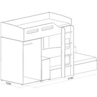 Двуетажно легло с гардероб
