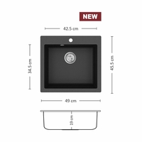Гранитна Мивка KAVA 490 SI 49/ 45 см