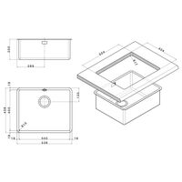 Иноксова Мивка FERRARA PLUS 500 U CU 54/ 44 см
