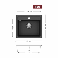 Гранитна Мивка FIORA 570 SI 57/ 51 см