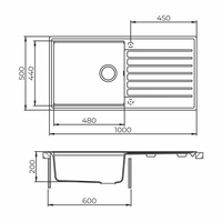 Гранитна Мивка FIORA BB 100.1 SI 100/ 50 см