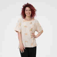 Блуза Големи Размери - 61021 Бежова