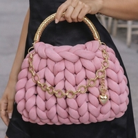 РЪЧНО ПЛЕТЕНА ЧАНТА - AURA LUX-Sugar Pink