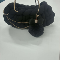 РЪЧНО ПЛЕТЕНА ЧАНТА - AURA LUX -Black-Mini