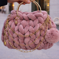 РЪЧНО ПЛЕТЕНА ЧАНТА - AURA LUX -Dust Rose