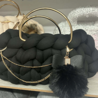 РЪЧНО ПЛЕТЕНА ЧАНТА - AURA LUX -Black-Mini