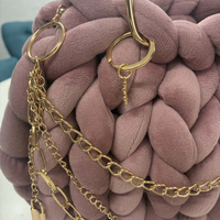 РЪЧНО ПЛЕТЕНА ЧАНТА - AURA LUX -Dust Rose