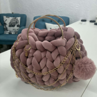 РЪЧНО ПЛЕТЕНА ЧАНТА - AURA LUX -Dust Rose