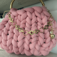 РЪЧНО ПЛЕТЕНА ЧАНТА - AURA LUX-Sugar Pink