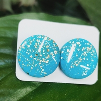 Сини ръчно изработени обеци на винт