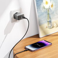 Зарядно адаптер Borofone, BN21 Lena, 2xType C, PD40W, Бързо зареждане, Сиво