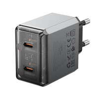 Зарядно адаптер Borofone, BN21 Lena, 2xType C, PD40W, Бързо зареждане, Сиво