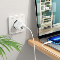 Зарядно адаптер Borofone, BN7 USB+Type C, QC3.0 PD20W, Бързо зареждане, Бяло