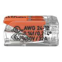 Бърза връзка Compact, за всички видове проводници от 0,2 до 4 mm² - 2-ка - Wago Compact 221-412