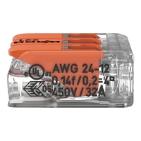 Бърза връзка Compact, за всички видове проводници от 0,2 до 4 mm² - 3-ка - Wago Compact 221-413