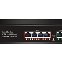 PoE Суич 10/100, 4 ports + 2 Uplink x 100Mbit, 1.2Gbps IEEE802.3af/at, 60W, 250m