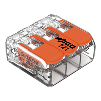 Бърза връзка Compact, за всички видове проводници от 0,2 до 4 mm² - 3-ка - Wago Compact 221-413