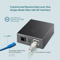 Медиен конвертор, 10/100 Mbps WDM 20км, 1 Poe порт, SC конектор, Сингъл мод - Omada by TP-Link FC111PB-20