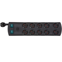 Разклонител 10x 2P+E два реда с 2 ключа ON/OFF и кабел 2m Черен - Brennenstuhl Primera-Line Power Strip BS1153300120