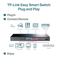 28-портов 10/100/1000 Mbps Easy Smart Switch, 24-Port PoE+ - Omada by TP-Link SG1428PE