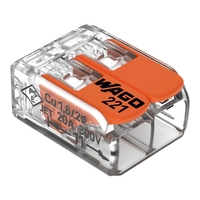 Бърза връзка Compact, за всички видове проводници от 0,2 до 4 mm² - 2-ка - Wago Compact 221-412