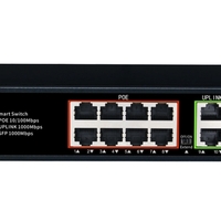 PoE Суич 10/100, 8 ports + 2 Uplink x 1000Mbit, +1 Uplink SFP, 5.6Gbps IEEE802.3af/at, 120W, 250m