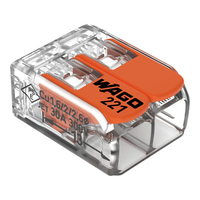 Бърза връзка Compact, за всички видове проводници от 0,5 до 6 mm² - 2-ка - Wago Compact 221-612