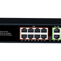 PoE Суич 10/100, 8 ports + 2 Uplink x 1000Mbit, 5.6Gbps IEEE802.3af/at, 120W, 250m