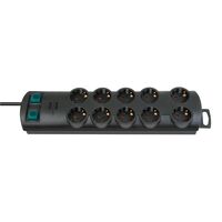 Разклонител 10x 2P+E два реда с 2 ключа ON/OFF и кабел 2m Черен - Brennenstuhl Primera-Line Power Strip BS1153300120