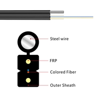 FTTH Drop Cable 4F G657A, steel messenger 1.0mm, 2x0.5 FRP черен