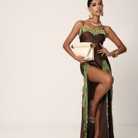 Елегантна дълга рокля „Olive Noir“