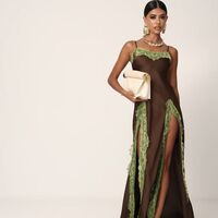 Елегантна дълга рокля „Olive Noir“