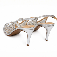 Women's elegant sandals /natural leather + textile /217-09/silver