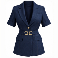 Elegant dark navy blazer with belt/20-79/