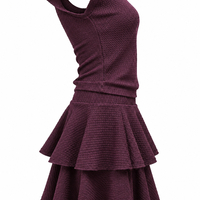Elegant Two-Piece Set with Layered Flared Skirt/2450/