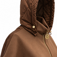 Brown Hooded Jacket with Quilted Pockets/25101/